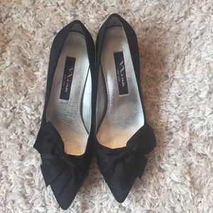 Nina Paladin Black Satin Heels